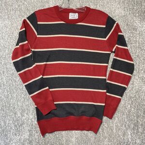 Faze 1 Striped Sweater Crew‎ Neck Long Sleeve Red Gray Casual L(14/16)